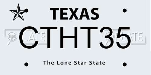CTHT35 Texas License Plate