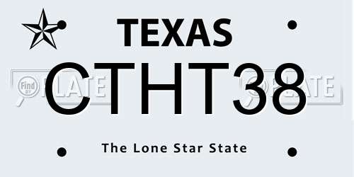 CTHT38 Texas License Plate