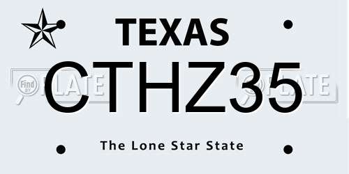 CTHZ35 Texas License Plate