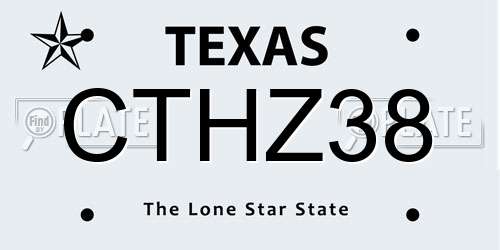CTHZ38 Texas License Plate