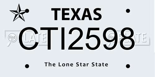 CTI2598 Texas License Plate