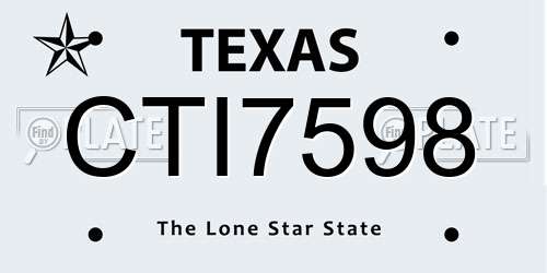 CTI7598 Texas License Plate