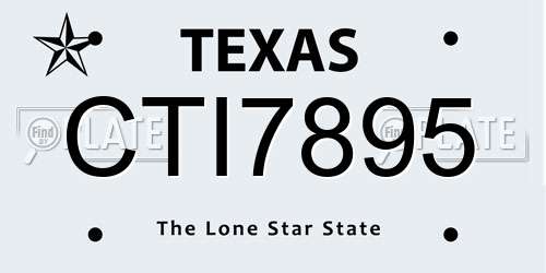 CTI7895 Texas License Plate