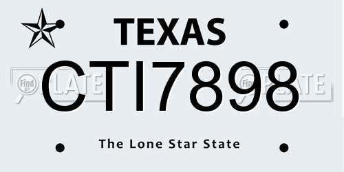 CTI7898 Texas License Plate
