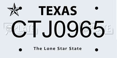 CTJ0965 Texas License Plate