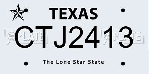 CTJ2413 Texas License Plate