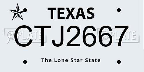 CTJ2667 Texas License Plate