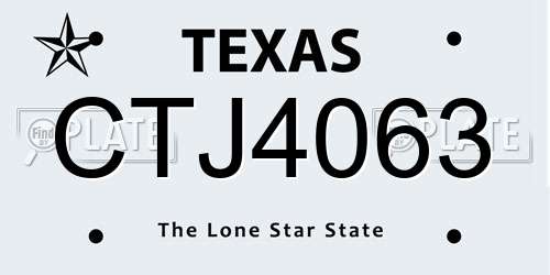 CTJ4063 Texas License Plate