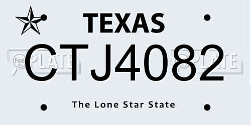 CTJ4082 Texas License Plate