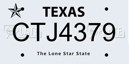 CTJ4379 Texas License Plate