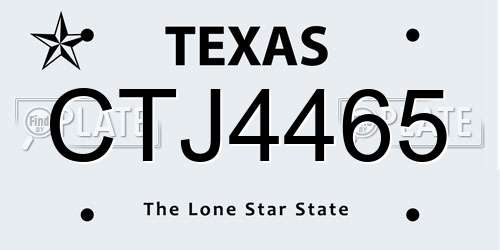 CTJ4465 Texas License Plate