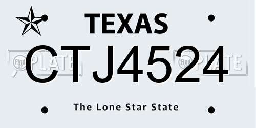 CTJ4524 Texas License Plate