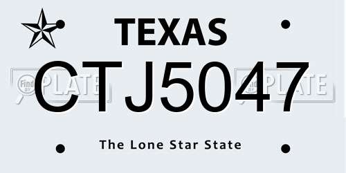 CTJ5047 Texas License Plate