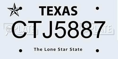 CTJ5887 Texas License Plate