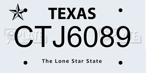 CTJ6089 Texas License Plate