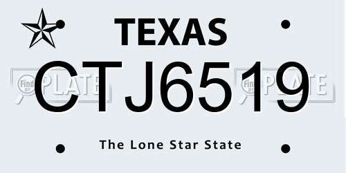 CTJ6519 Texas License Plate