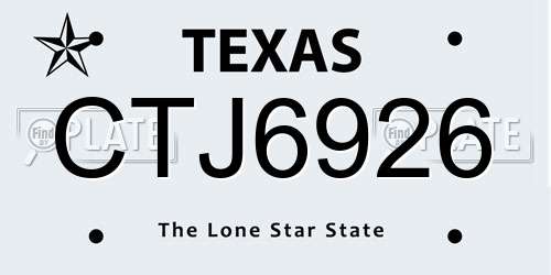 CTJ6926 Texas License Plate