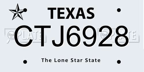 CTJ6928 Texas License Plate