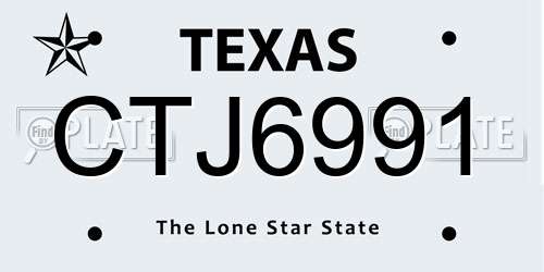 CTJ6991 Texas License Plate