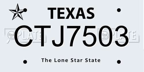 CTJ7503 Texas License Plate