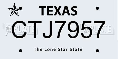 CTJ7957 Texas License Plate