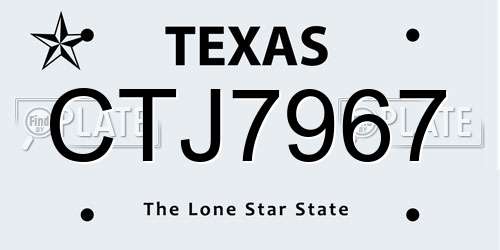 CTJ7967 Texas License Plate