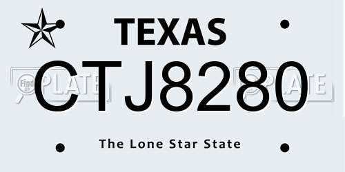 CTJ8280 Texas License Plate
