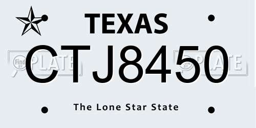 CTJ8450 Texas License Plate