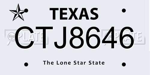 CTJ8646 Texas License Plate
