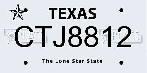 CTJ8812 Texas License Plate