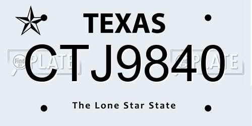 CTJ9840 Texas License Plate