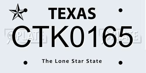 CTK0165 Texas License Plate