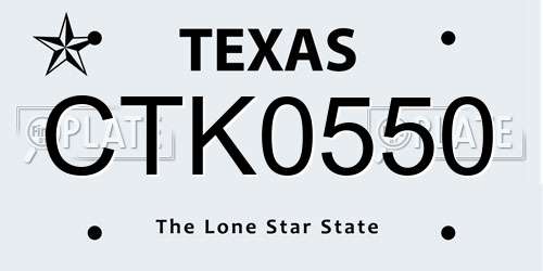 CTK0550 Texas License Plate