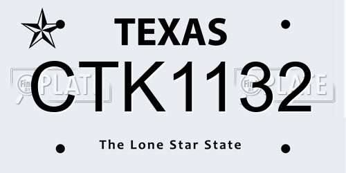 CTK1132 Texas License Plate