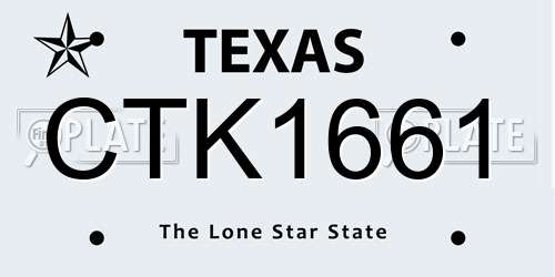 CTK1661 Texas License Plate