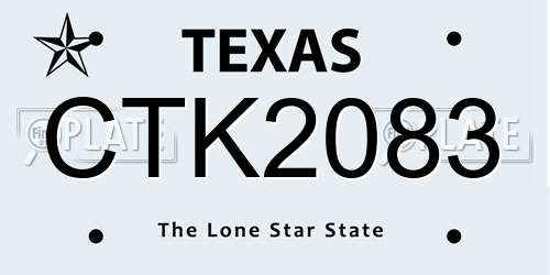 CTK2083 Texas License Plate