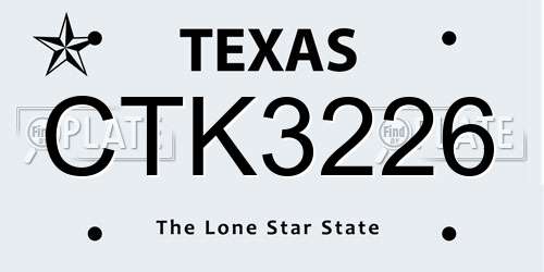 CTK3226 Texas License Plate