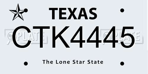 CTK4445 Texas License Plate