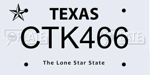 CTK466 Texas License Plate