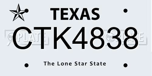 CTK4838 Texas License Plate
