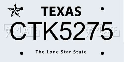 CTK5275 Texas License Plate