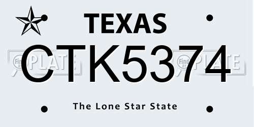 CTK5374 Texas License Plate