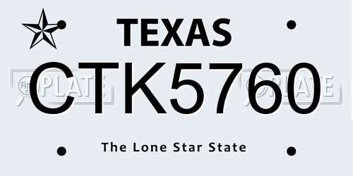 CTK5760 Texas License Plate