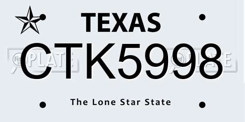 CTK5998 Texas License Plate