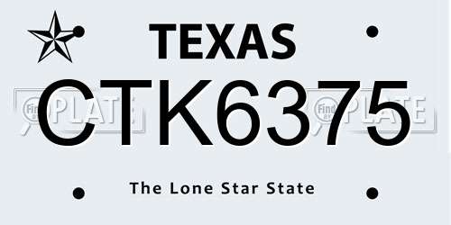 CTK6375 Texas License Plate