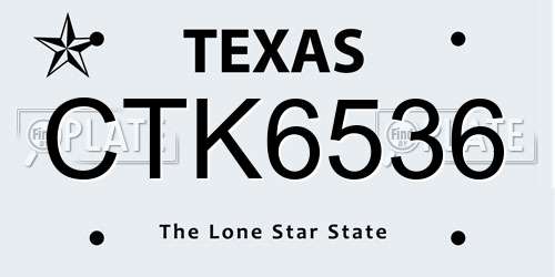 CTK6536 Texas License Plate