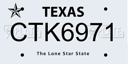 CTK6971 Texas License Plate