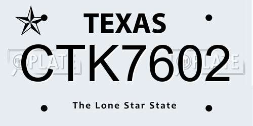 CTK7602 Texas License Plate