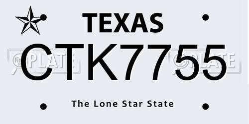 CTK7755 Texas License Plate