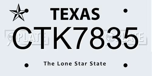 CTK7835 Texas License Plate